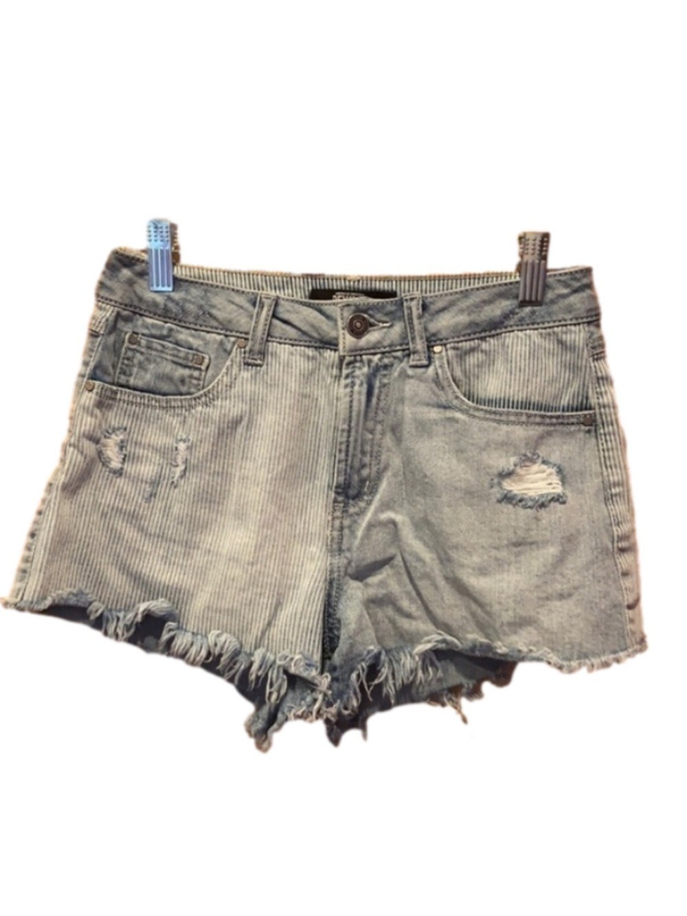 Patterned Light Washed Denim Shorts